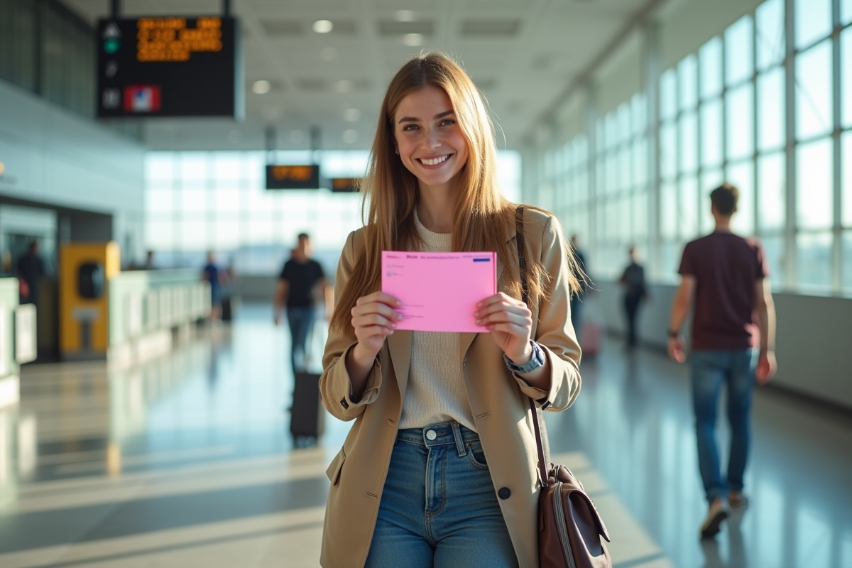 Jeune adulte avec permis rose à l
