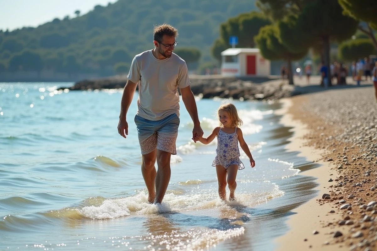 Père et fille jouent dans l