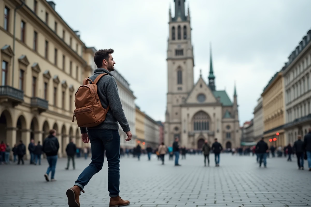 Voyageur traversant la Stephansplatz devant la cathédrale Saint-Étienne de Vienne en une journée